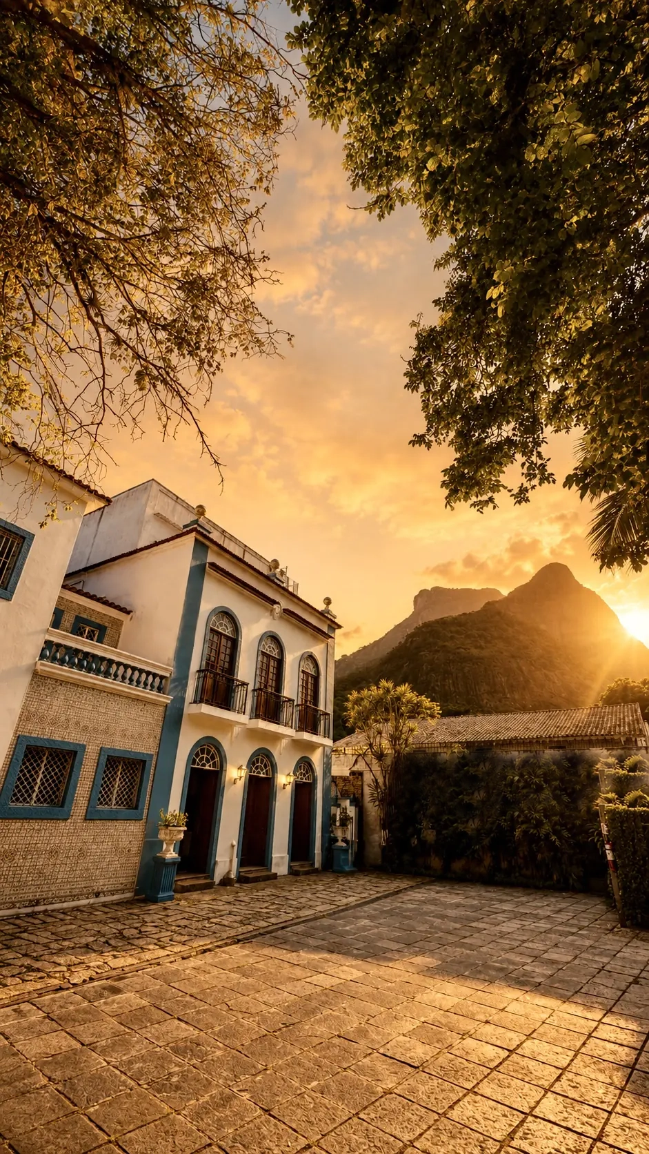 Fachada da casa do MEMO na Barra da Tijuca ao entardecer
